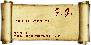 Forrai György névjegykártya