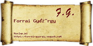 Forrai György névjegykártya